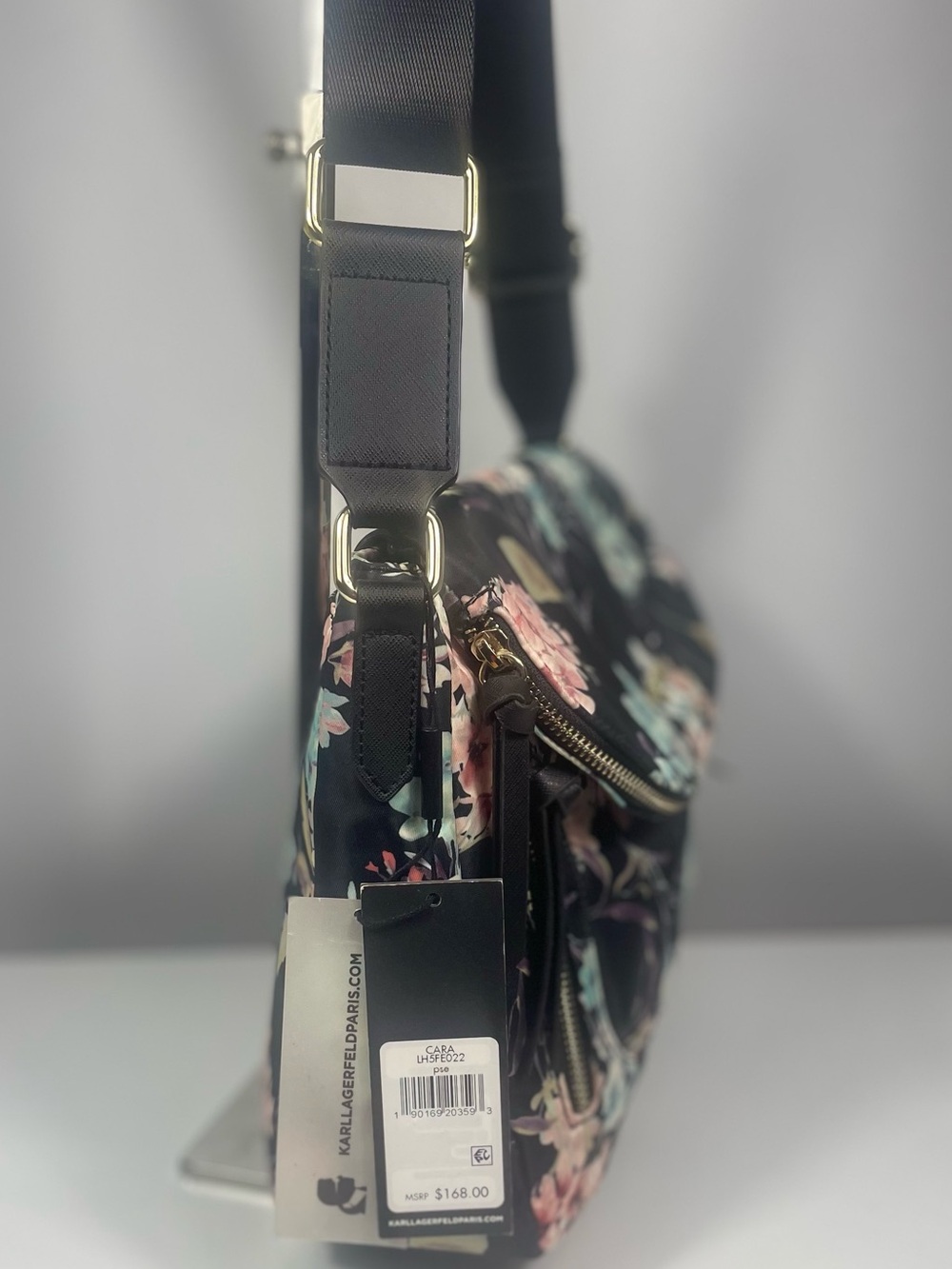 Karl Lagerfeld NWT Cara Nylon Messenger Floral Crossbody - Picture 3 of 16